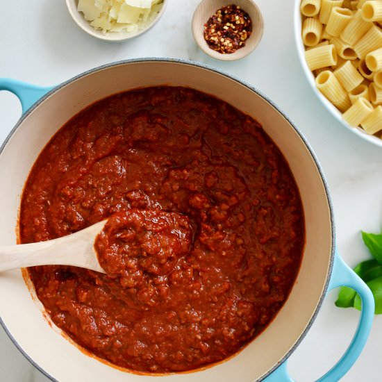Easy Bolognese Sauce - Recipe photo by justataste