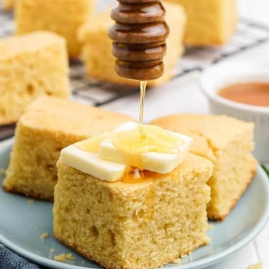 Sweet Honey Cornbread Recipe - Recipe photo by wholefully