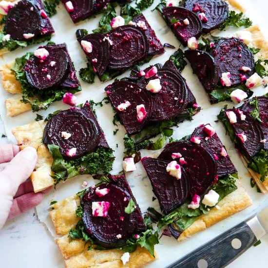 Roasted Beet Tart w/ Feta and Kale - Recipe photo by gastronotherapy
