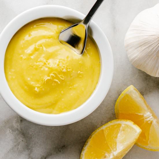Lemon Garlic Aioli - Recipe photo by PinchandSwirl