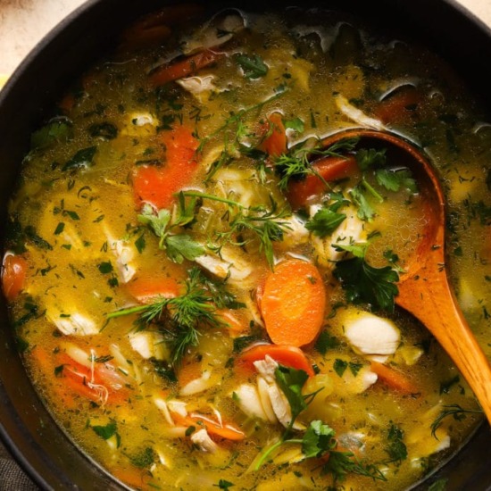 Lemon Chicken Orzo Soup - Recipe photo by lindseyeatsla
