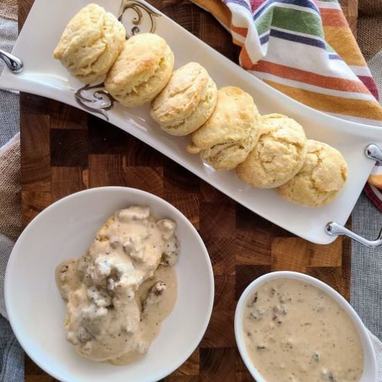 Buttermilk Biscuits and Gravy - Recipe photo by Man Meets Oven