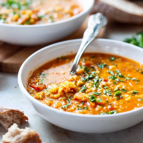 Vegan Red Lentil Stew - Recipe photo by vibrantplate