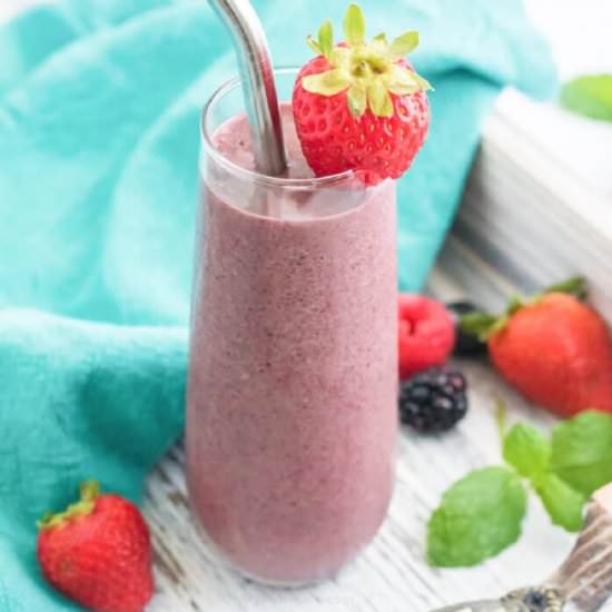 Mixed Berry Smoothie - Recipe photo by OnMyKidsPlate