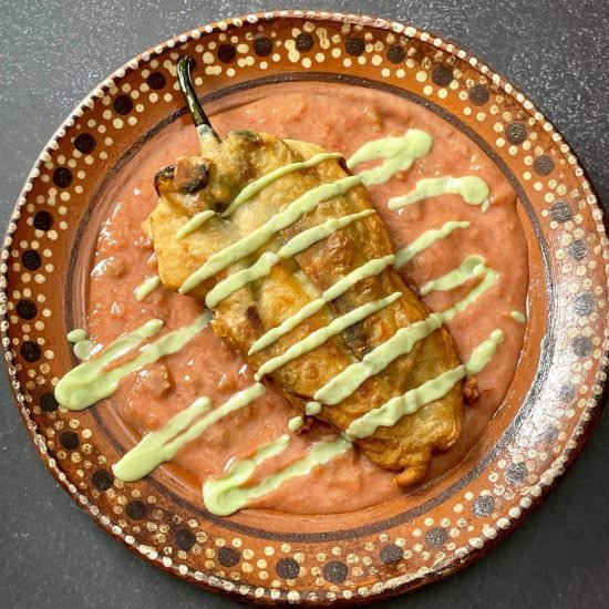Vegan Chiles Rellenos - Recipe photo by serenetrail