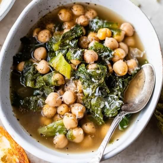 Escarole and Chickpea Soup w Toast - Recipe photo by Skinnytaste
