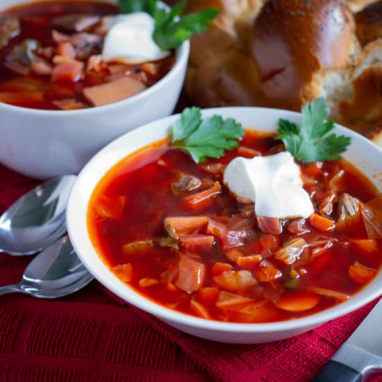 Traditional Ukrainian Beef Borscht - Recipe photo by GradFood