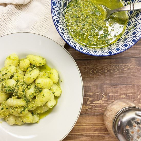 Dairy Free Basil Pesto Sacue - Recipe photo by Girlwithaspatula