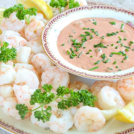 Boiled Shrimp with Remoulade (Keto) - Recipe photo by LowCarb Abode