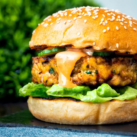Fish Burger with Sriracha Mayo - Recipe photo by Brian Jones