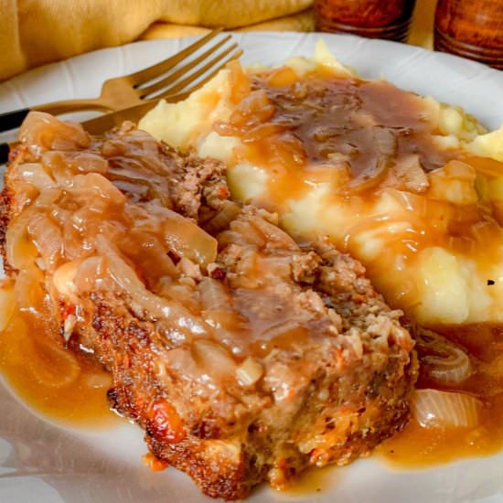 Meatloaf With Creamy Onion Gravy - Recipe photo by NotEntirelyAverage