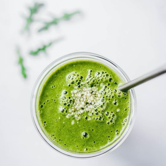 Green Arugula Smoothie - Recipe photo by moon and spoon and yum.
