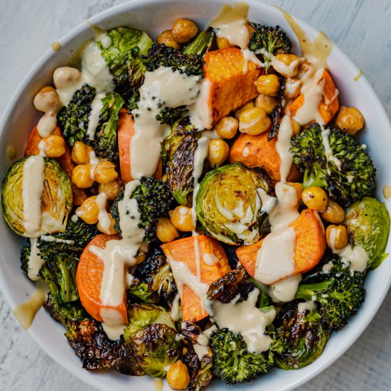 Roasted Chickpea & Veggie Bowl - Recipe photo by Nisha Melvani
