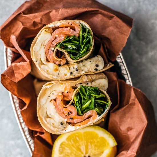 Egg White Smoked Salmon Wrap - Recipe photo by killingthyme