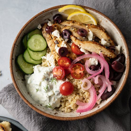 Greek Chicken Bowl with Tzatziki - Recipe photo by whatannieate