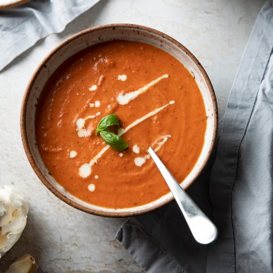 Roasted Tomato Basil Soup - Recipe photo by whatannieate