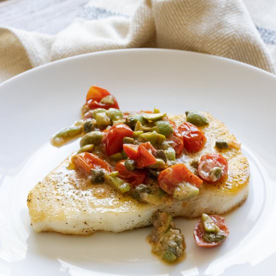 Chilean Sea Bass w/Tomato Relish - Recipe photo by GiangisKitchen