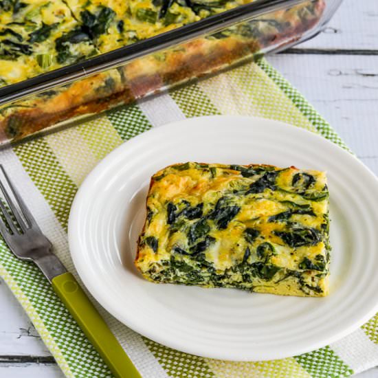 Spinach and Mozzarella Egg Bake - Recipe photo by kalynskitchen