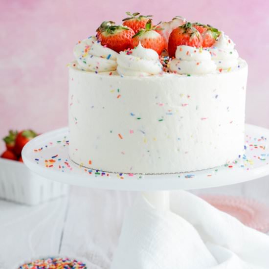 Strawberry Confetti Cake - Recipe photo by TheCakeChica