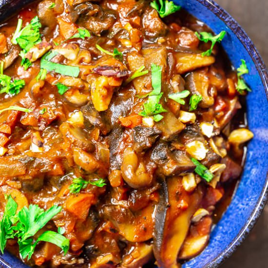 Easy Mushroom Ragú - Recipe photo by The Mediterranean Dish