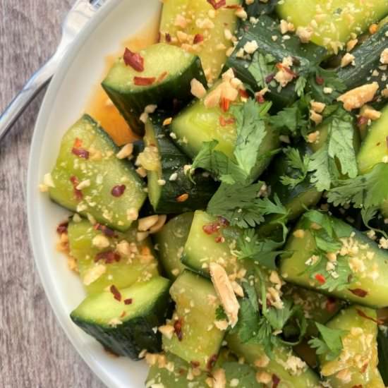 Smashed Cucumber salad - Recipe photo by lowcarbsimplified