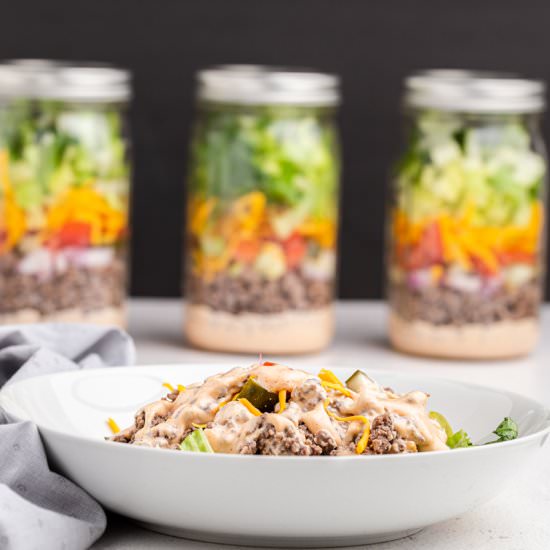 Big Mac Salad in a Jar - Recipe photo by BobbisKozyKitchen