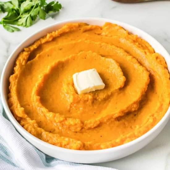 Dreamy Easy Mashed Sweet Potatoes - Recipe photo by OnMyKidsPlate