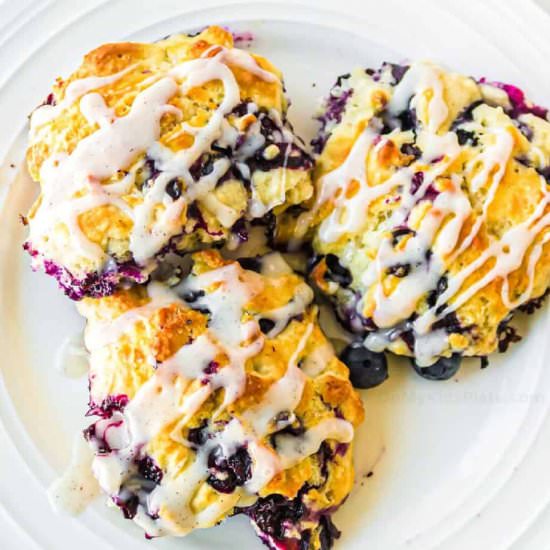 Sweet Glazed Blueberry Biscuits - Recipe photo by OnMyKidsPlate