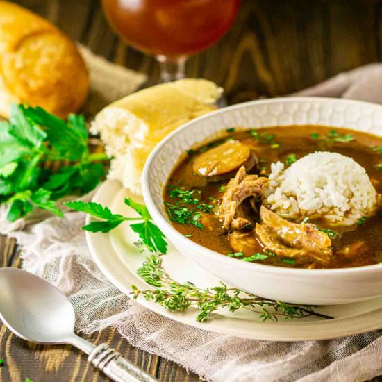 Duck Gumbo With Andouille Sausage - Recipe photo by Burrata and Bubbles
