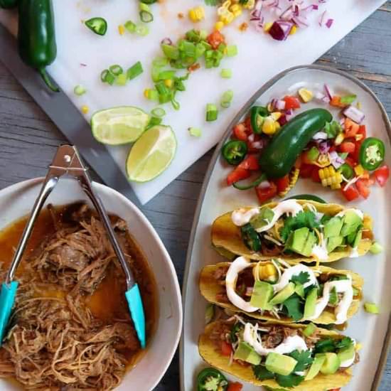 Slow Cooker Pulled Pork Tacos - Recipe photo by SundaySupper