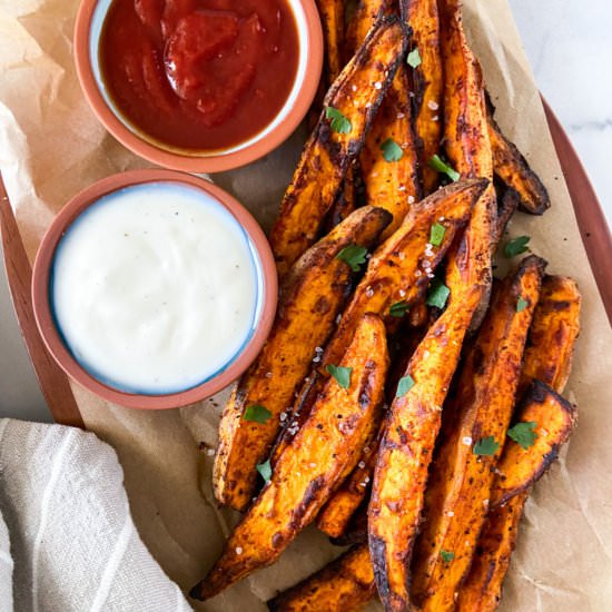 Air Fryer Sweet Potato Wedges - Recipe photo by Sugarylogic