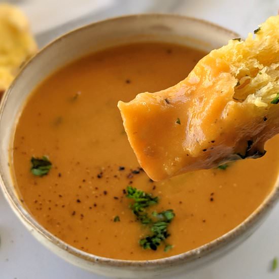 Tomato soup with lentils (mung dal) - Recipe photo by vegbyswati