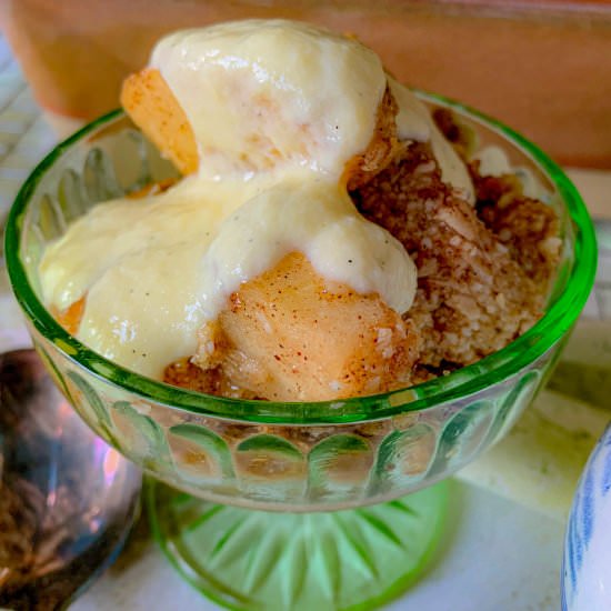 Irish Custard with Pear Crumble - Recipe photo by NotEntirelyAverage