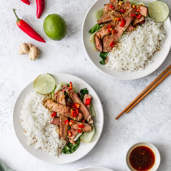 Asian Beef with Pak Choi - Recipe photo by Searchingforspice