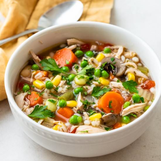 Chicken Barley Soup w/Veggies - Recipe photo by garlic and zest