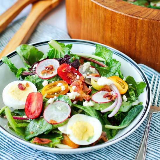 Wilted Mixed Green Salad with Bacon - Recipe photo by karenskitchenstories