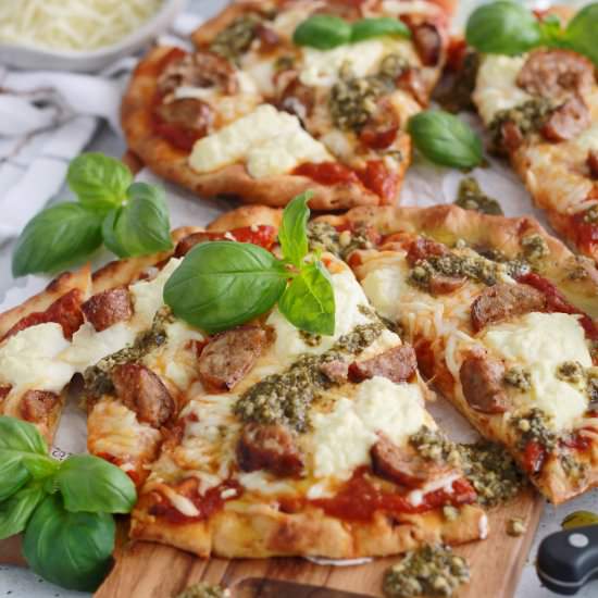 Sausage Flatbread Pizza - Recipe photo by Ereese