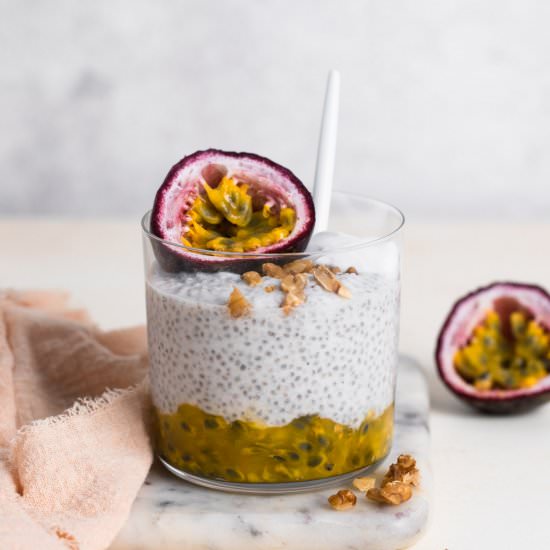 Passionfruit Chia Pudding - Recipe photo by Our Nourishing Table