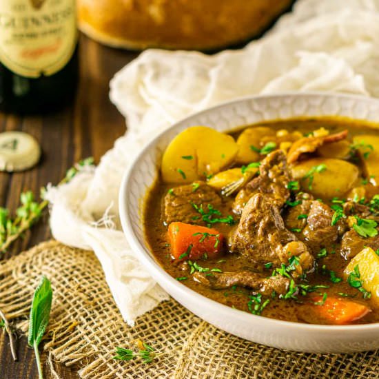 Guinness Lamb Stew - Recipe photo by Burrata and Bubbles