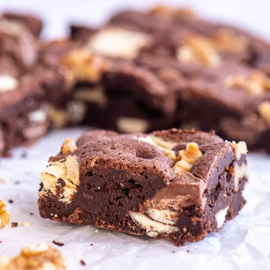 Walnut Triple Chocolate Brownies - Recipe photo by The Gourmet Larder