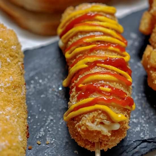 Korean Corn Dogs using Bread Slices - Recipe photo by amiablefoods