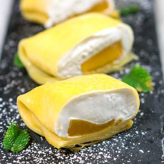 Mango Stuffed Crepes - Recipe photo by amiablefoods