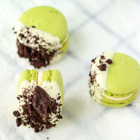 Dirty Matcha Macarons - Recipe photo by Bakes and Blunders