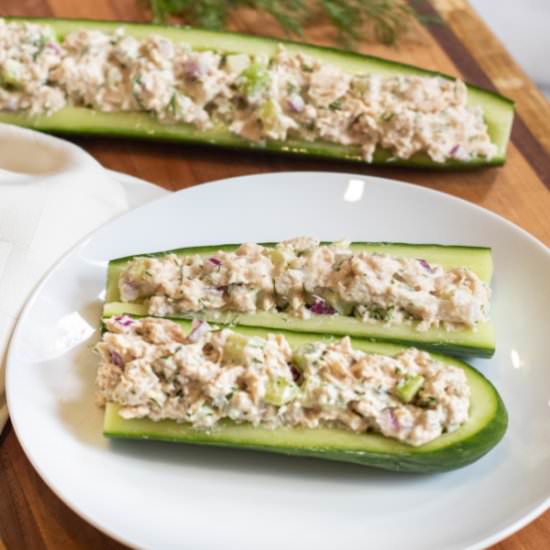Dill Tuna Cucumber Boats - Recipe photo by servedfromscratch