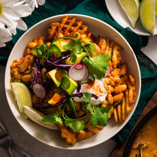 White Bean Chili Fries - Recipe photo by rhubarbandcod