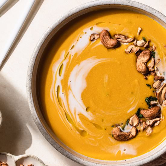Spicy Thai Style Pumpkin Soup - Recipe photo by Our Nourishing Table