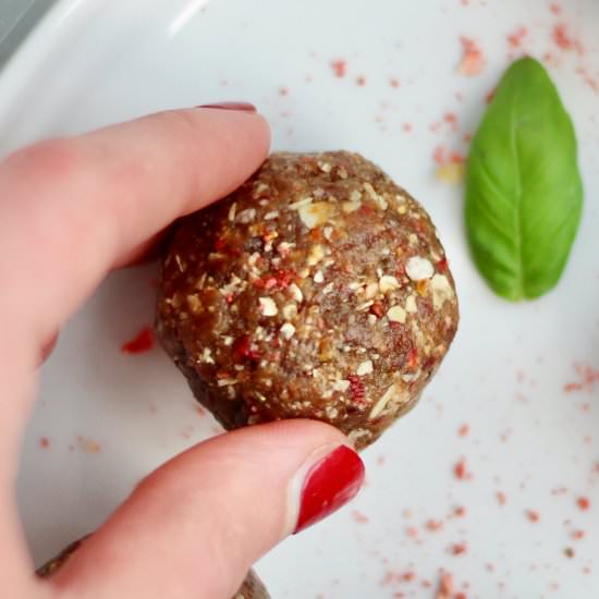 Strawberry Bliss Balls - Recipe photo by cheerfulchoices