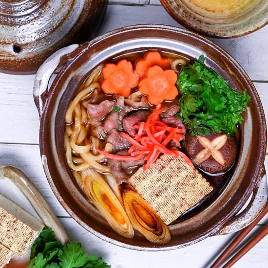 Beef Sukiyaki Nabe Udon - Recipe photo by Sudachi Recipes