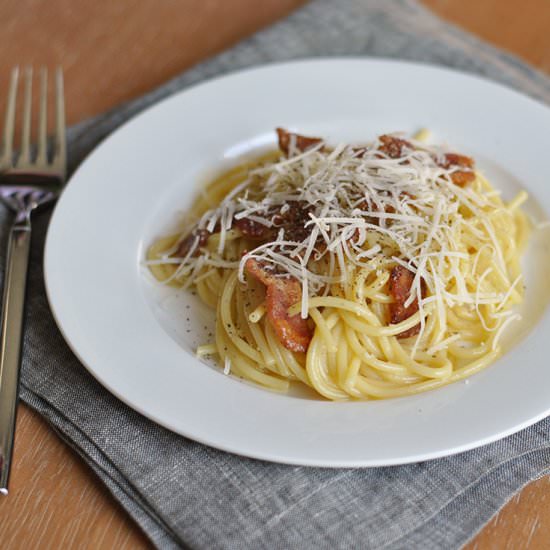 Creamy Pasta Carbonara - Recipe photo by ClanKitchen