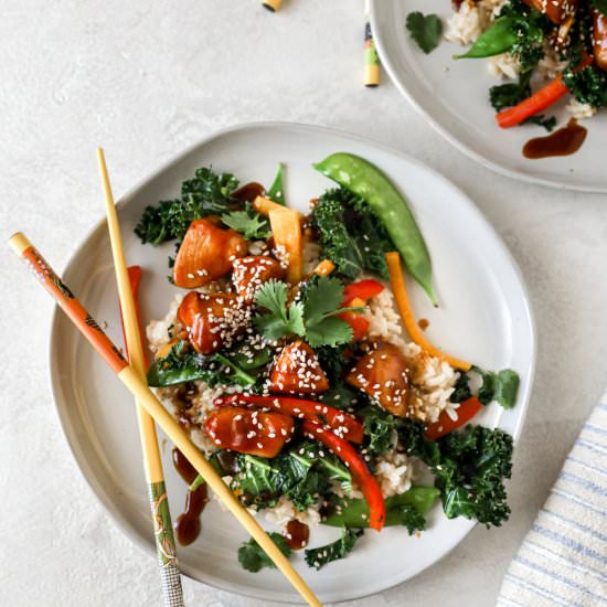Chicken and Kale Stir-Fry - Recipe photo by farmflavor